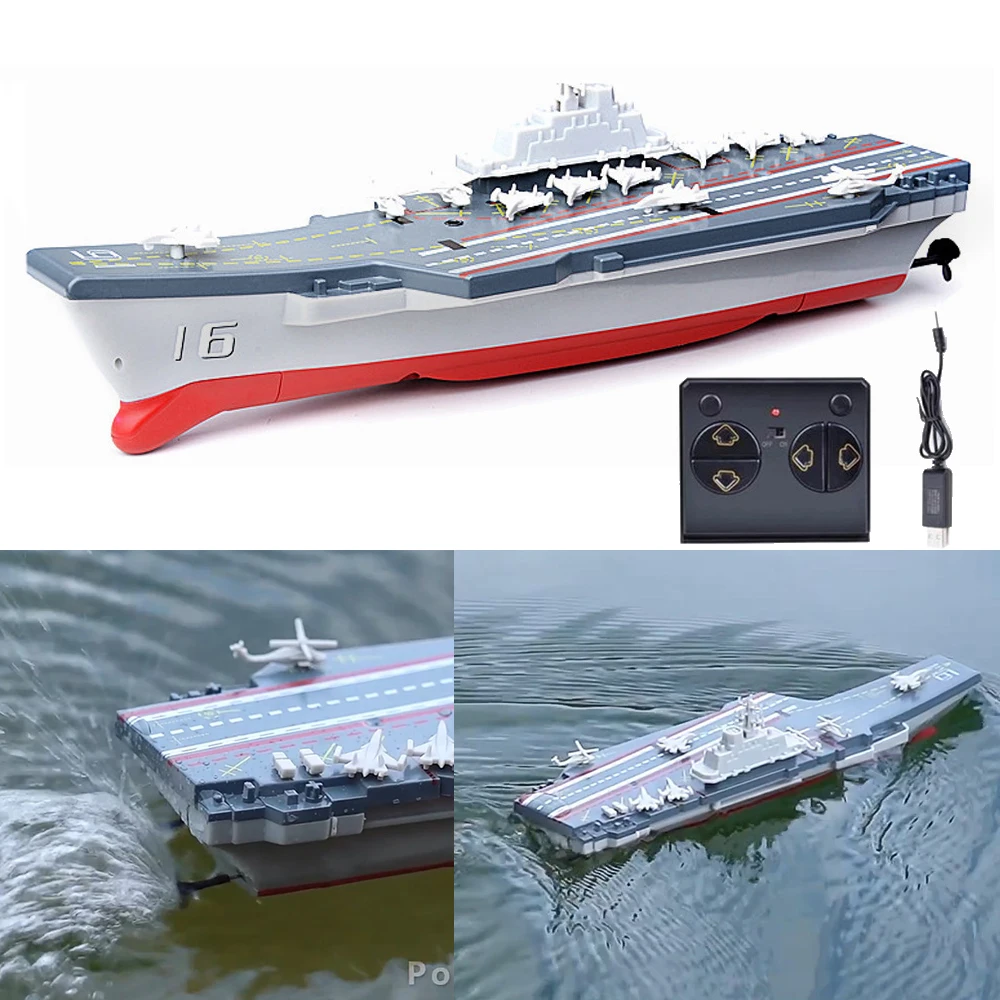 2.4G mini Liaoning aircraft carrier model electric wireless RC boat toy boy remote control boat high speed