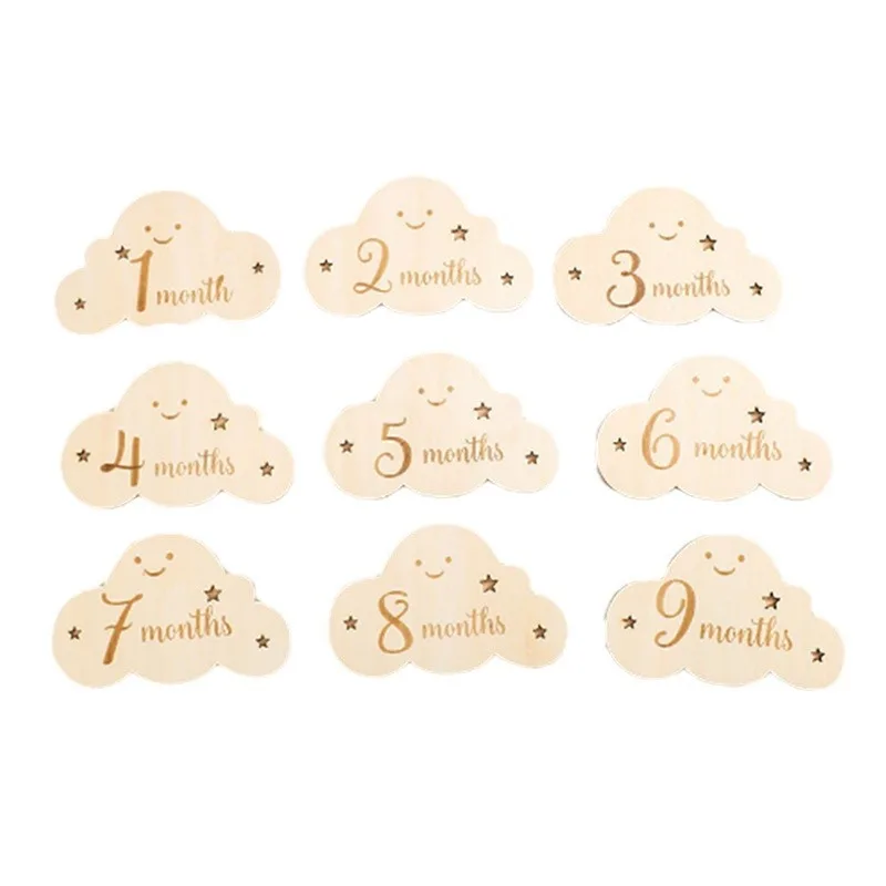 8 Pieces wooden flower milestone baby shower decorations gift set growth record photo atmosphere prop month announcement pendant