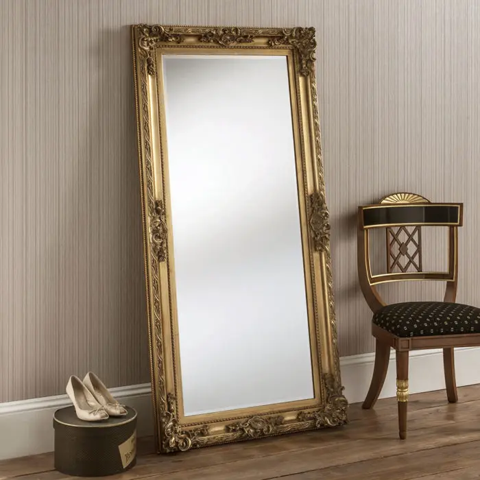 
extra large gold wood floor big mirror baroque 