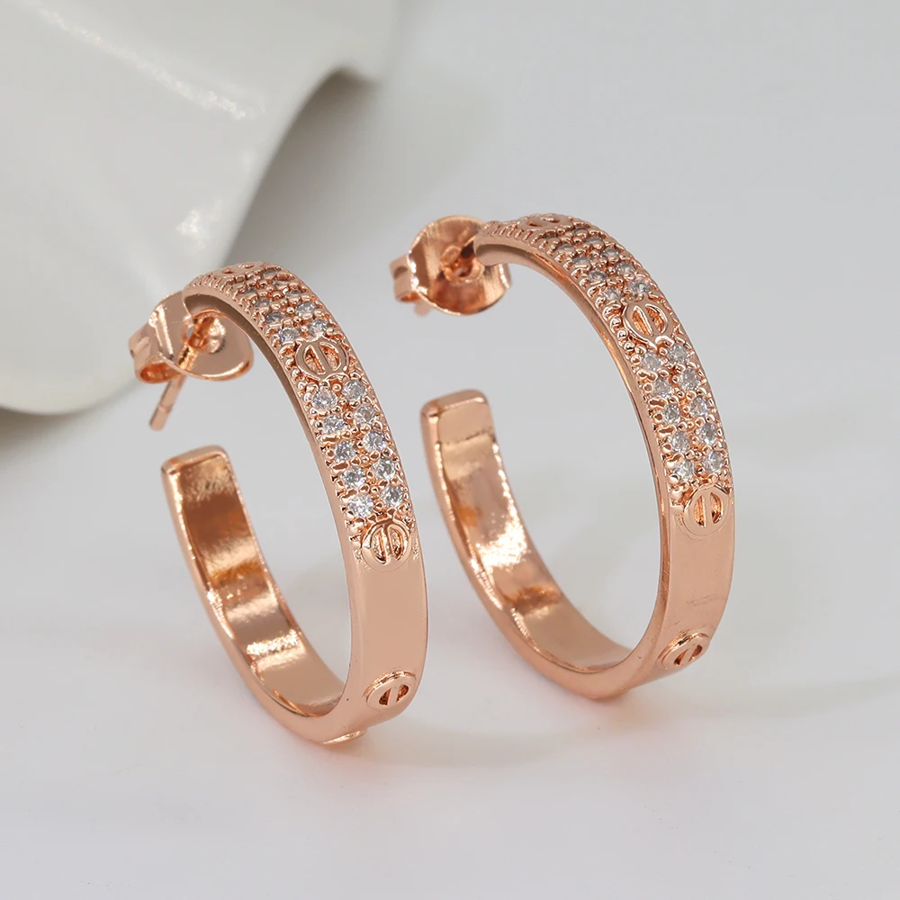 Aretes Brazilian 18K Gold Plated Trendy Luxury Ladies Hoop CC Shape Stud Earrings For Women Jewelry