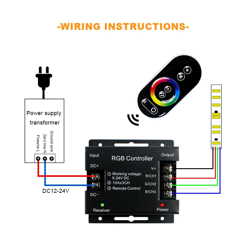 DC5-24V 30A RGB светодиодная неоновая полоса света диммер беспроводной Радиочастотный пульт дистанционного управления PWM светодиодный контроллер с пультом для полосы