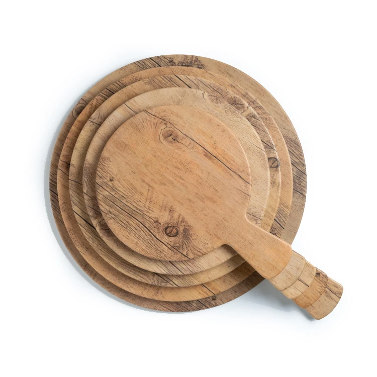 wholesale new wooden design unbreakable round melamine pizza plate