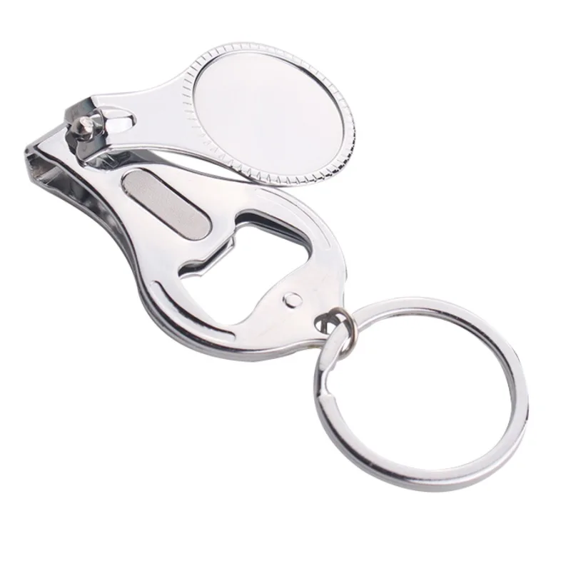 wholesale custom logo wedding gift carbon steel finger nail clipper beer opener nail clipper key chain