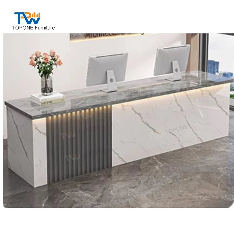 OEM ODM logo Commercial Office Furniture L shape Front Desk Counter Lobby Wood Modern Reception Table desk