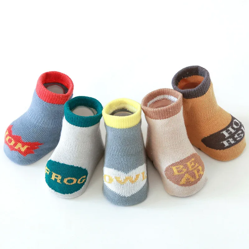 New Baby non-slip Socks Newborn Animal Cute Combed Cotton Floor Kids Learn to Walk Toddler Crew Grip Slipper Socks