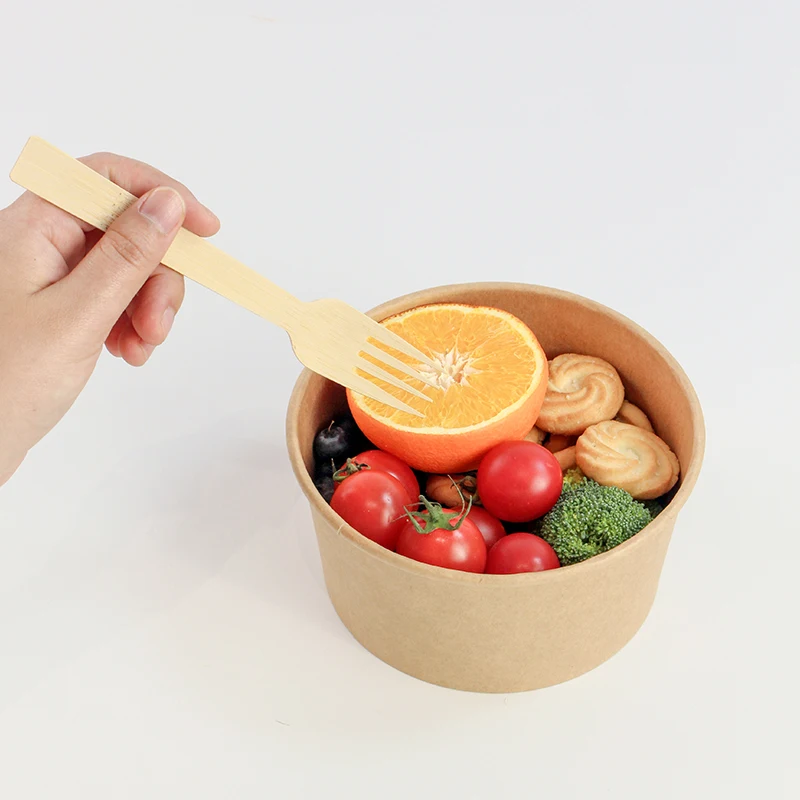 Picnic use 100 pcs pack eco friendly 100% disposable bamboo cutlery with custom box