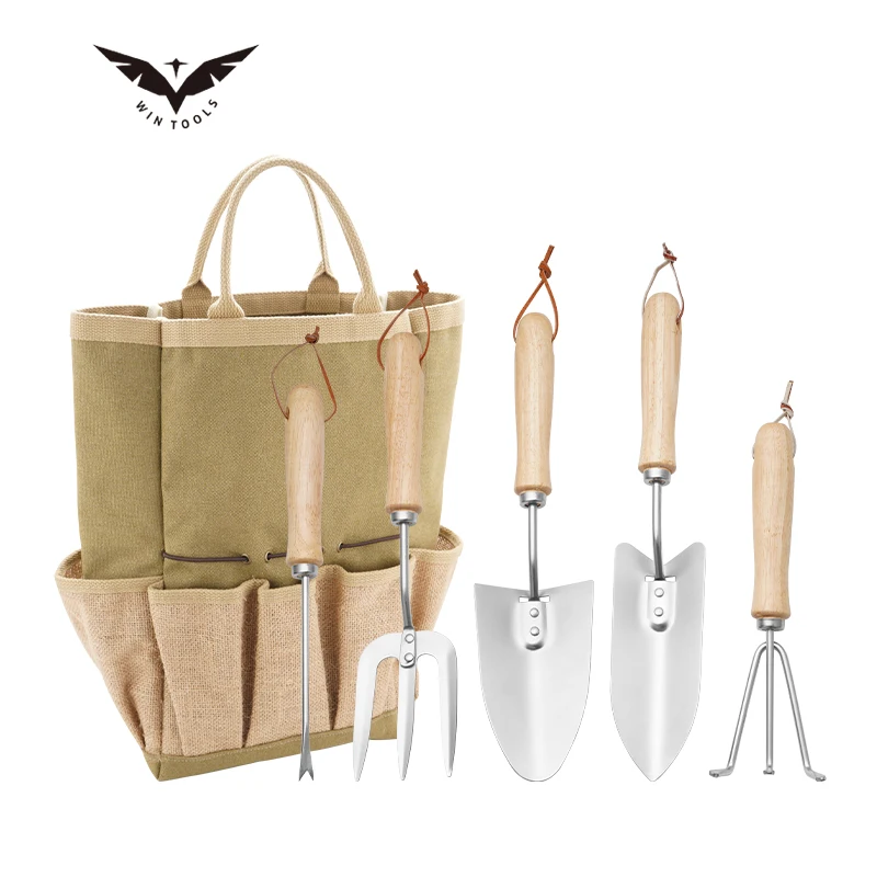 Garden Tools Set 6 PCS Heavy Duty Stainless Steel Garden Hand Tools Kit Wooden Handle Gardening Tools Gifts For Women