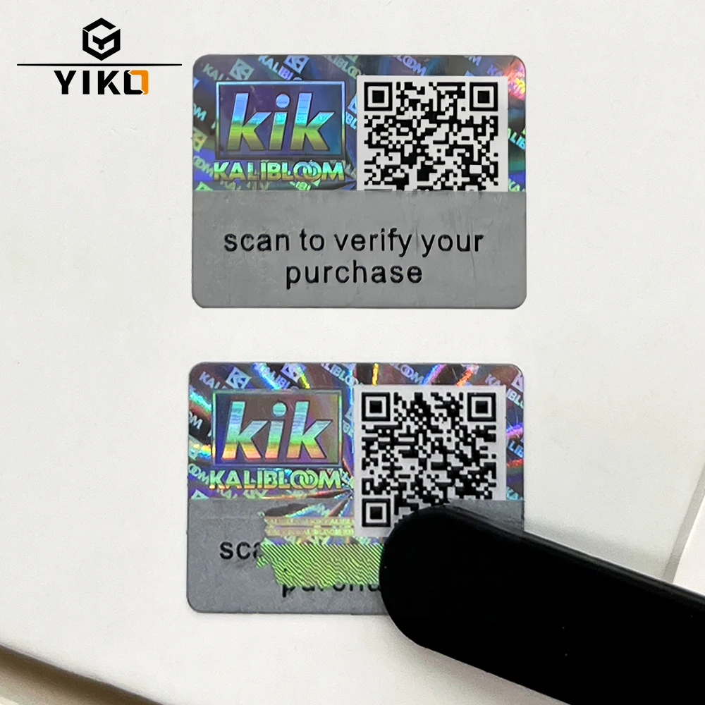 Custom Authenticity Laser Vinyl Scratch Off Layer Security Stickers Features With Qr Code Tamper Evident Hologram Adhesive Label