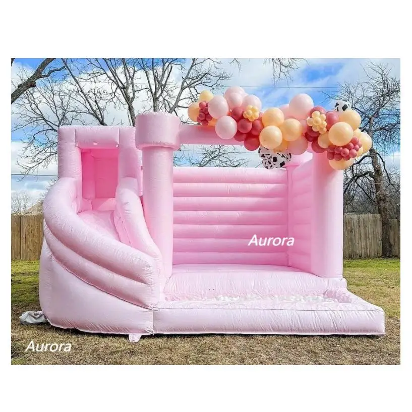 Pink bouncer slide inflatable slide for girls party children inflatable bouncer house for rental