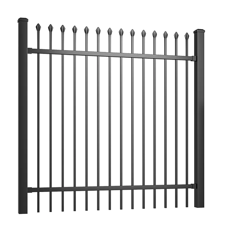 Black Galvanized Steel Anti-Rust Fence Outdoor Steel Fence For Residential Steel Fencing Backyard
