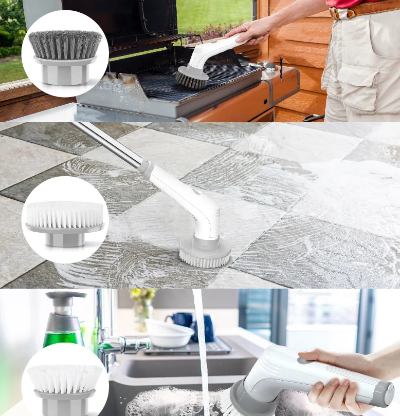 Электрическая вращающаяся щетка с 2 клавишами модель 11 в 1 удлинительная ручка эффективная и легкая Чистящая Щетка