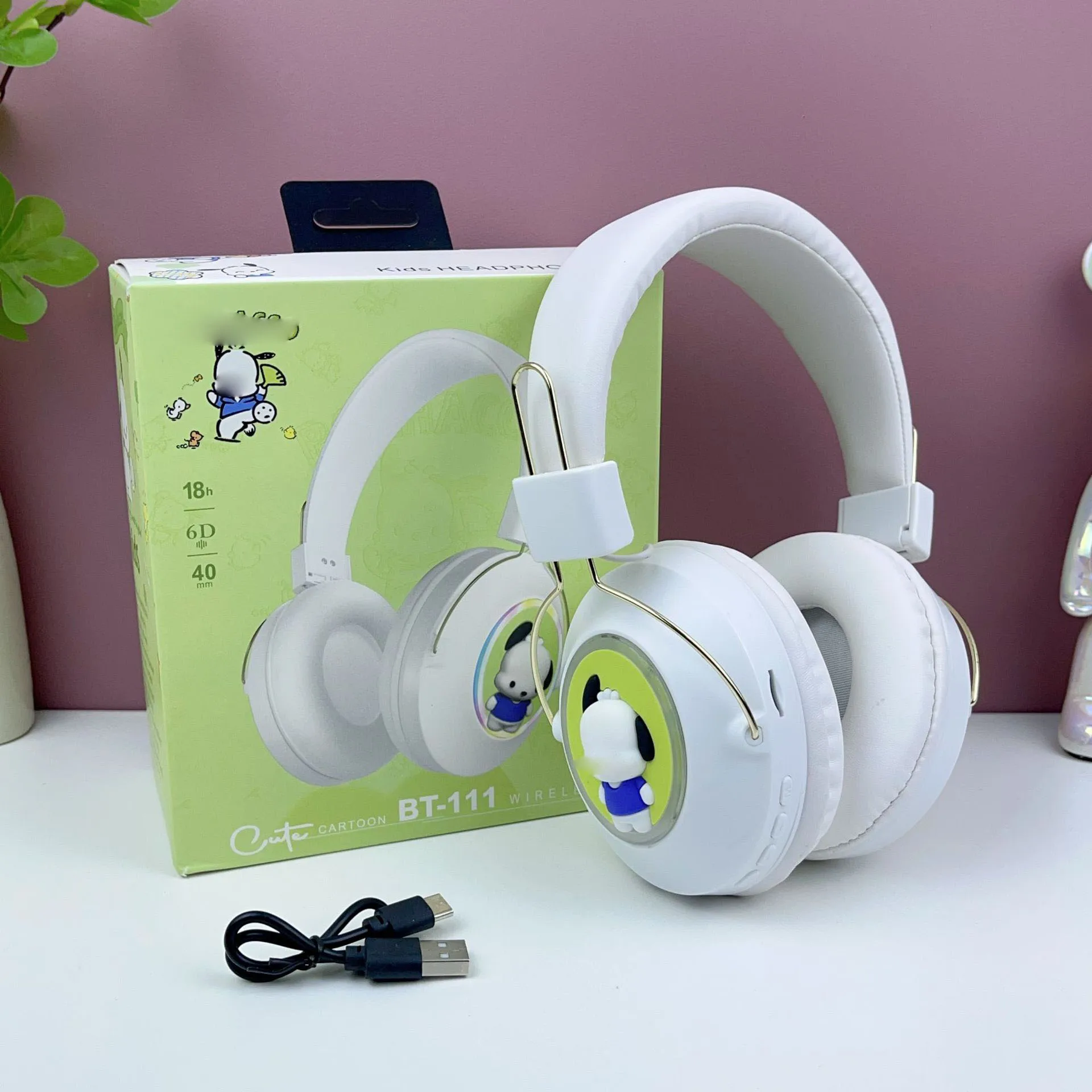 2024 Hot Selling New Cute Cartoon Bluetooth Sports Headset Luminous Wireless Head-Mounted Gaming Esports Headset