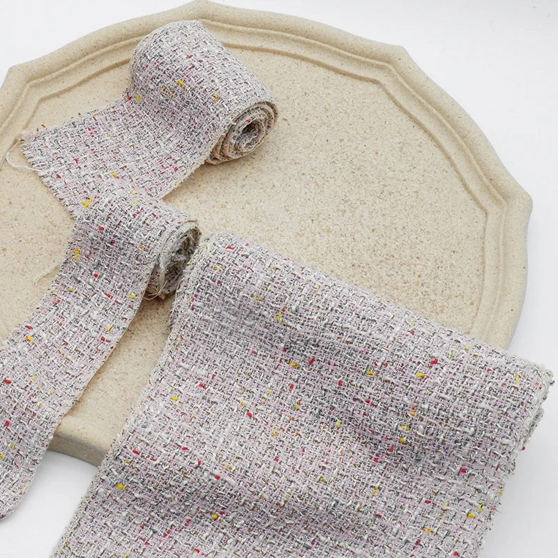 Fabric tweed high quality thick knitted tweed fabric ribbon