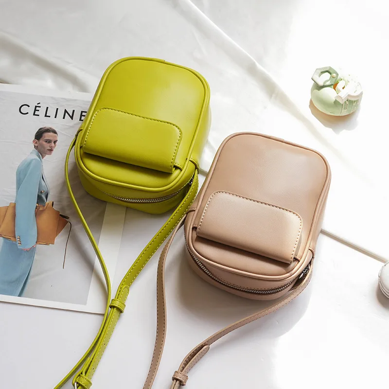 new Korean version vertical soft pu leather mobile phone bag fashion simple mini diagonal small bag shoulder bag