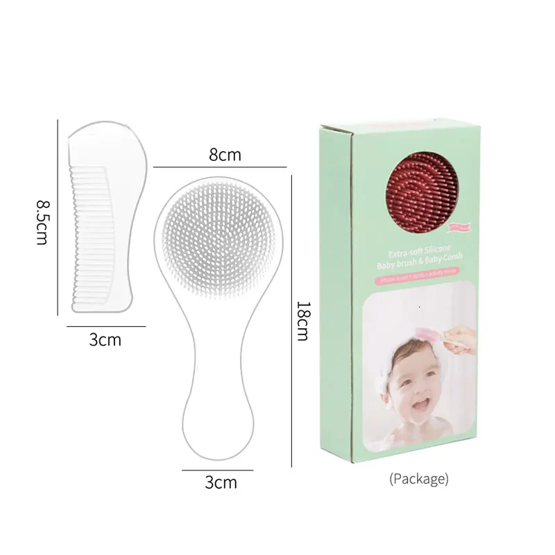 Baby Hair Brush and Comb Set Silicone Baby Brush and Comb Set with Mirror 3 in 1 Super Soft Infant Grooming Kit