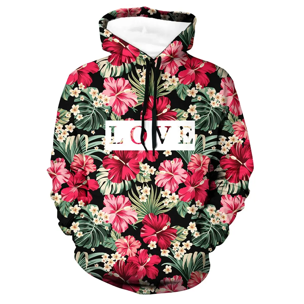 Wholesale good quality #D puff rose print sweatshirt with  hoodie  hooded pocket