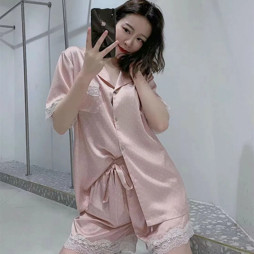 High Quality Sexy Silk Pajamas Set Custom Style Silk Reduce Friction Anti-aging 100% Mulberry Silk Pajamas