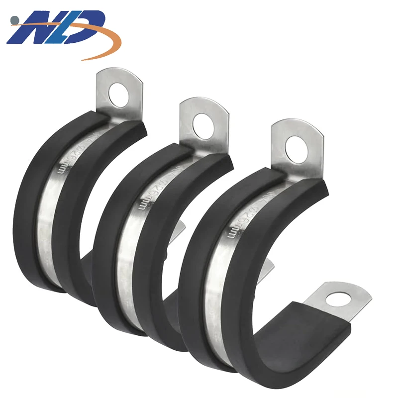 NLD Manufacturer High Quality EPDM Rubber Coated P Type Pipe Clamps Cable Accessories P Clip Pex Clamps