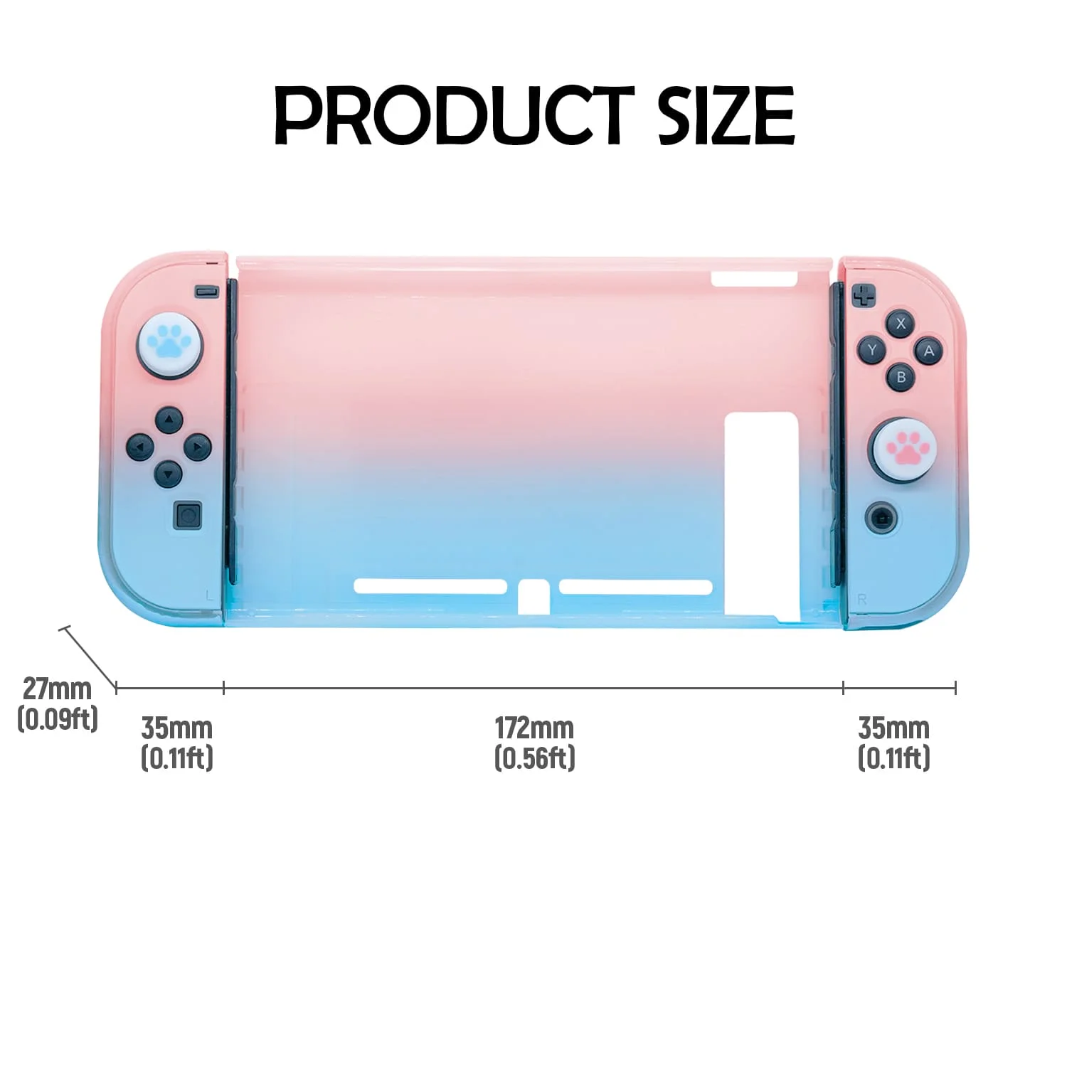  OEM Project Design Dockable Protective Case Shell with for Joy-con Faceplate and Thumb Nintendo Switch Pink/Blue