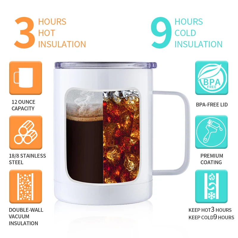 14 OZ Coffee Mug,Vacuum Insulated Stainless Steel Mug with Leak Proof Lid,Double Wall Travel Tumbler Cup Thermos, Keep Hot Cold