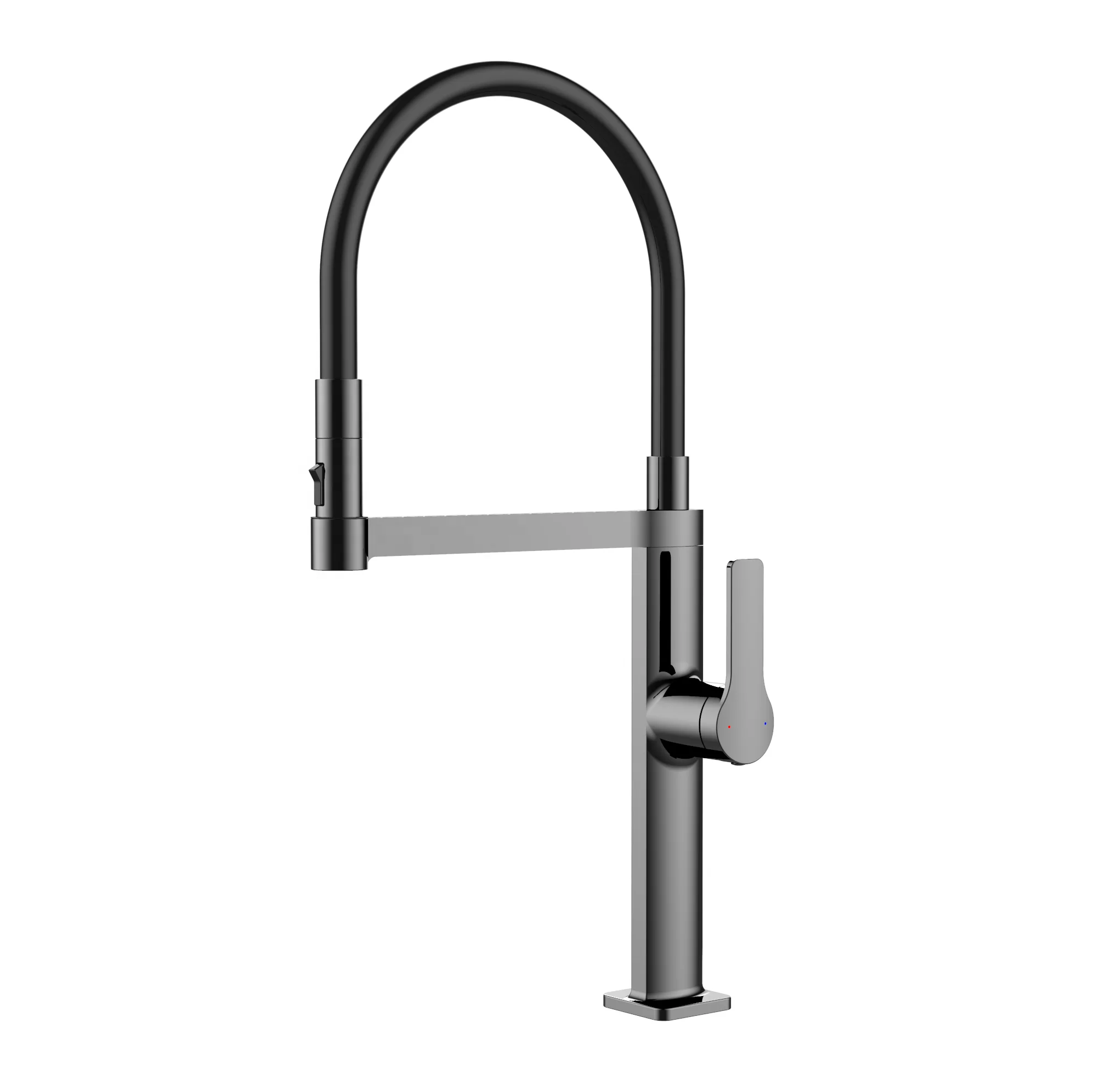 Contemporary lead free copper cool brushed gun grey color 2 way cold and hot water pull out kitchen sink mixer faucet