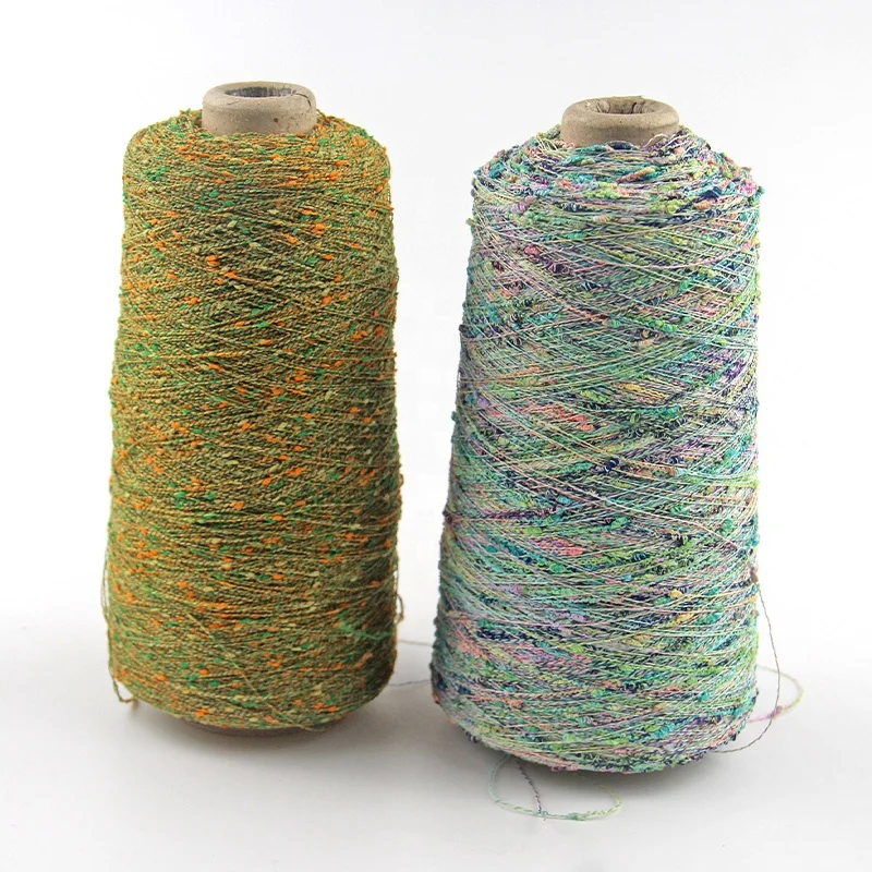 Stock Wholesale Colorful Metallic knot Fancy Polyester Neppy Knot Yarn Knitting Weaving Sweater Nepped Yarn