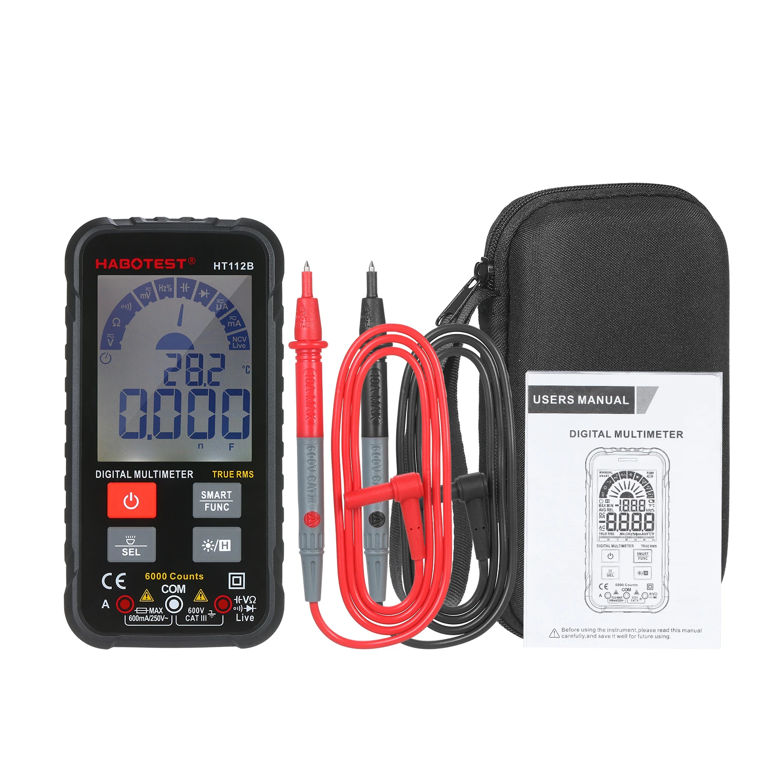 HT112B Smart Digital Multimeter Big LCD screen AC/DC Voltage Ture RMS Digital Smart Multimeters