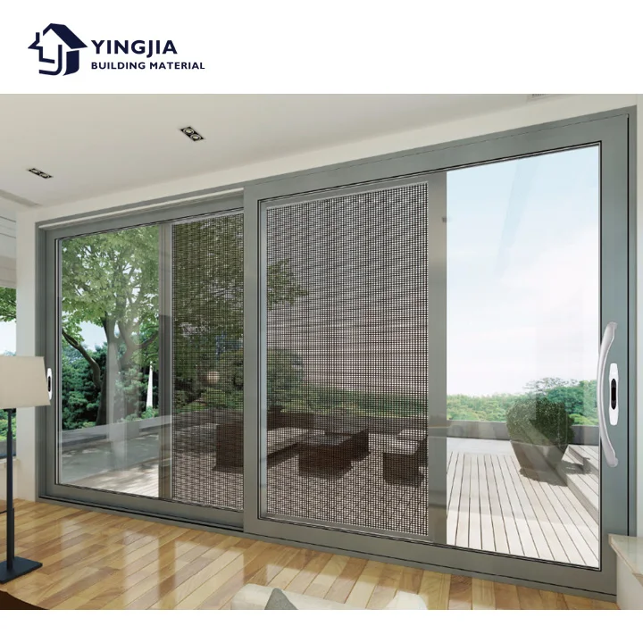 Waterproof aluminum alloy three tracks narrow sliding glass doors slim frame luxury American Nfrc sliding door
