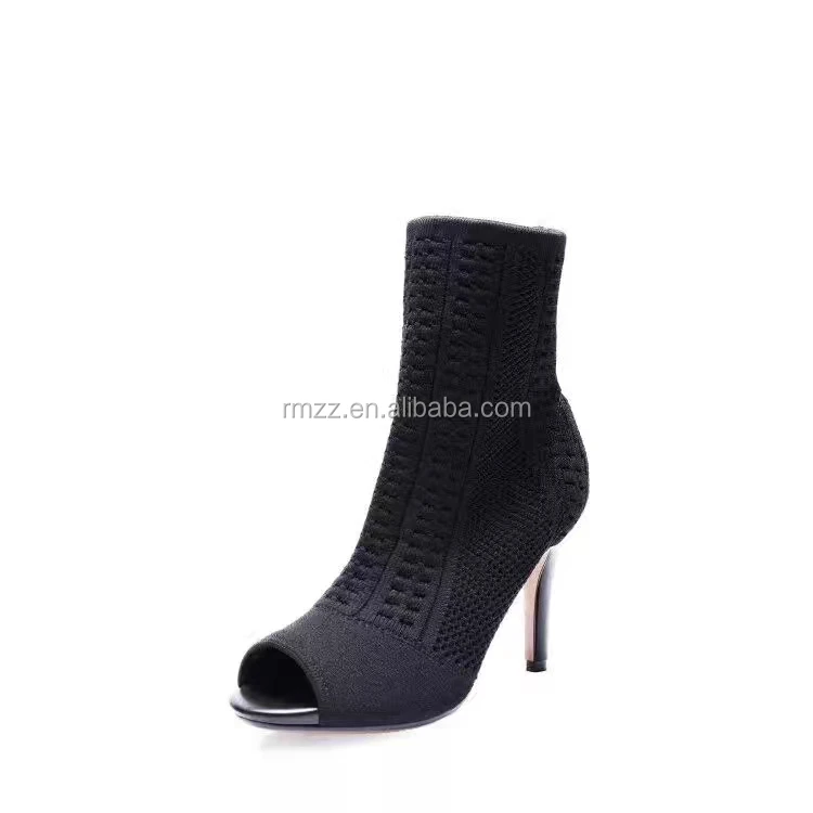 Factory direct high-heeled shoes upper flying knitted high-top upper capellada tejidas