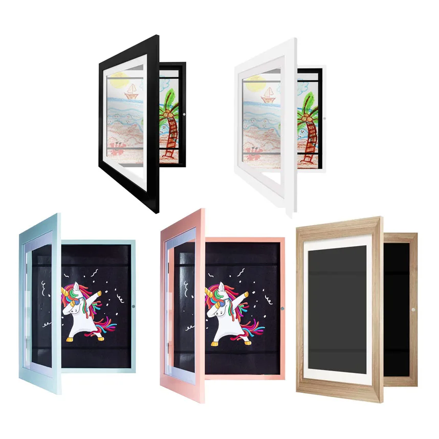 Xinyi Art New Product Custom Kids Art Frames Front Opening Wood Kids Artwork Picture Frame Home Decor Kids Art Frames