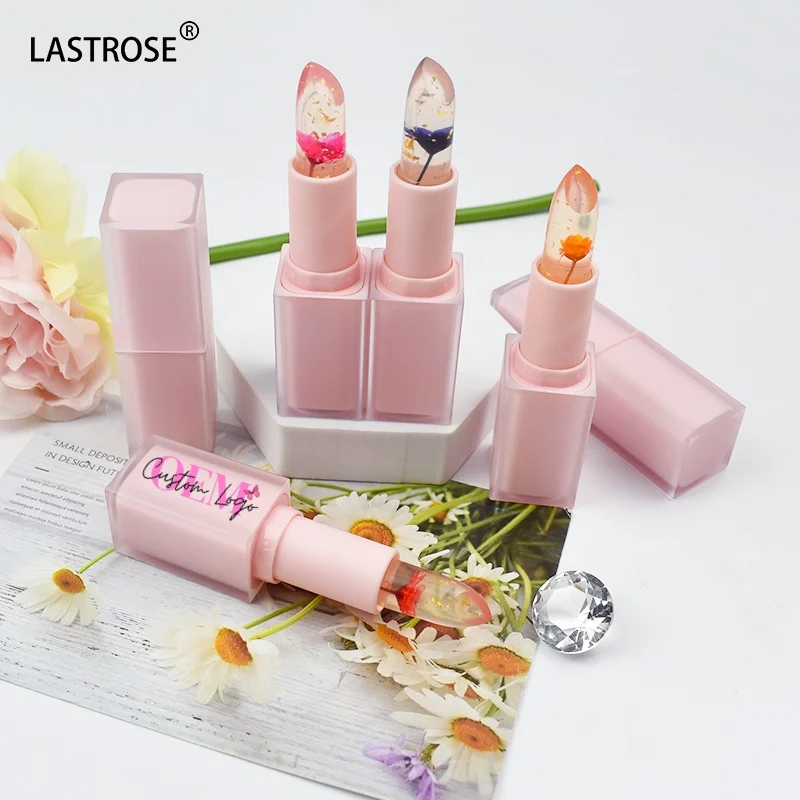 Private Label Pink Lips Care Flower Magic Crystal Lipstick Long Lasting Tinted Lip Balm Moisturizing Color Changing Lipstick