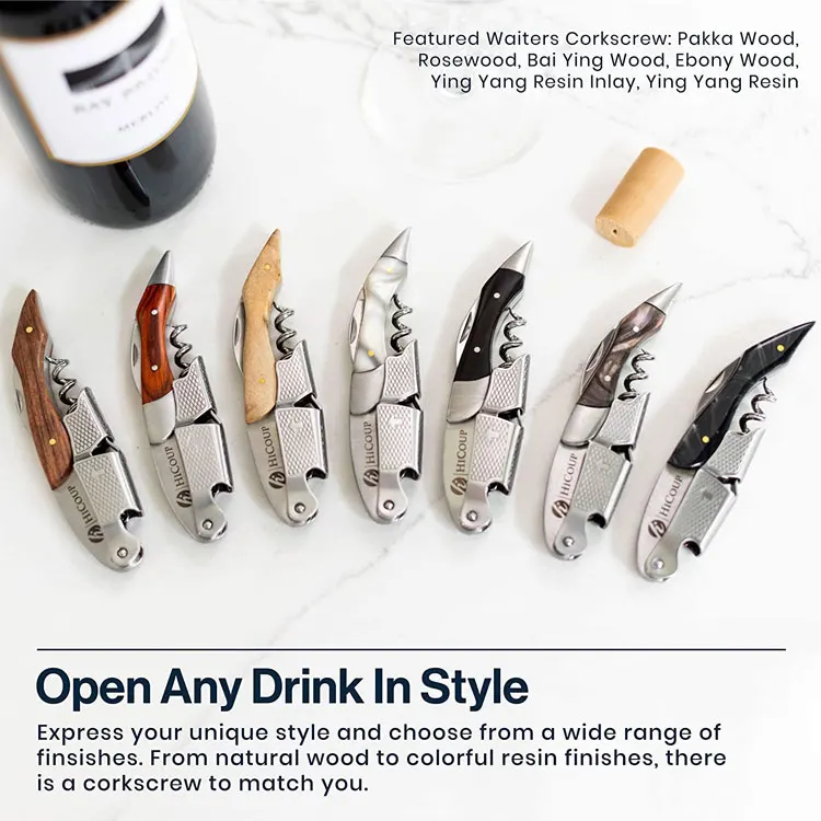 Custom Cork Screw Rosewood Wine Bottle Waiters Stainless Steel Corkscrew Wine Opener