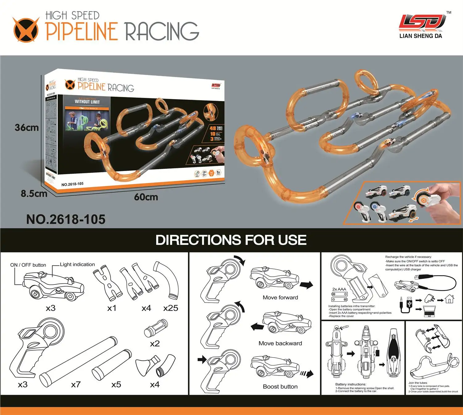 Children Gifts Pipeline Racing Track Electronic Toys Build Race Loop Modular Circuit Tubes High Speed RC Car
