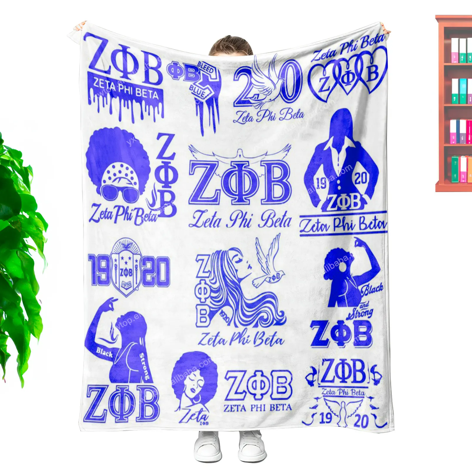 Best Quality low price 1920 Sorority Zeta Phi Beta printing blanket custom sublimation soft plush travel throw blanket