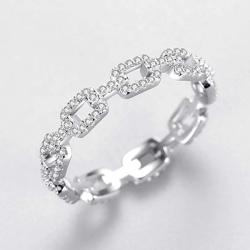 Twist Chain Rings For Women Zircon 925 Sterling silver Geometric Simple Elegant Student Ring Wedding Party Ring BOHEMIA Jewelry