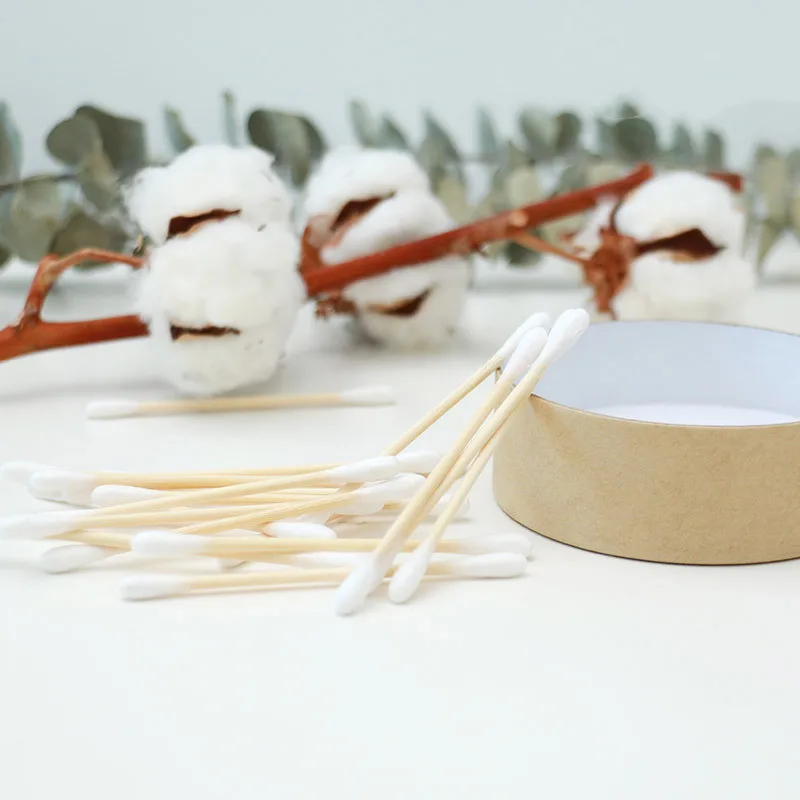 Eco Friendly Ear Cleaning Cotton Buds Swab Makeup Cotton Swabs Ear Swab Double Round Head Cotton Bud