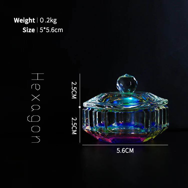 Crystal Glass Nail Dappen Dish Colorful Acrylic Powder Liquid Dish Container Acrylic Powder Liquid Cup Holder Nail Monomer Dish