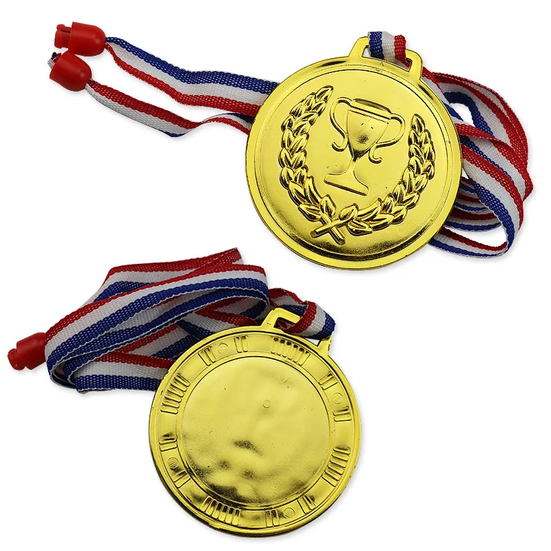 Gold plated plastic hot sale cheap present Medallion metal award medal with ribbon gifts for children sports champion medal