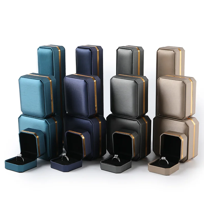 FORTE Personalised Gold Trim Decorate Leather Jewelry Box Custom Jewelry Boxes Luxury Jewellery Packaging  Super September