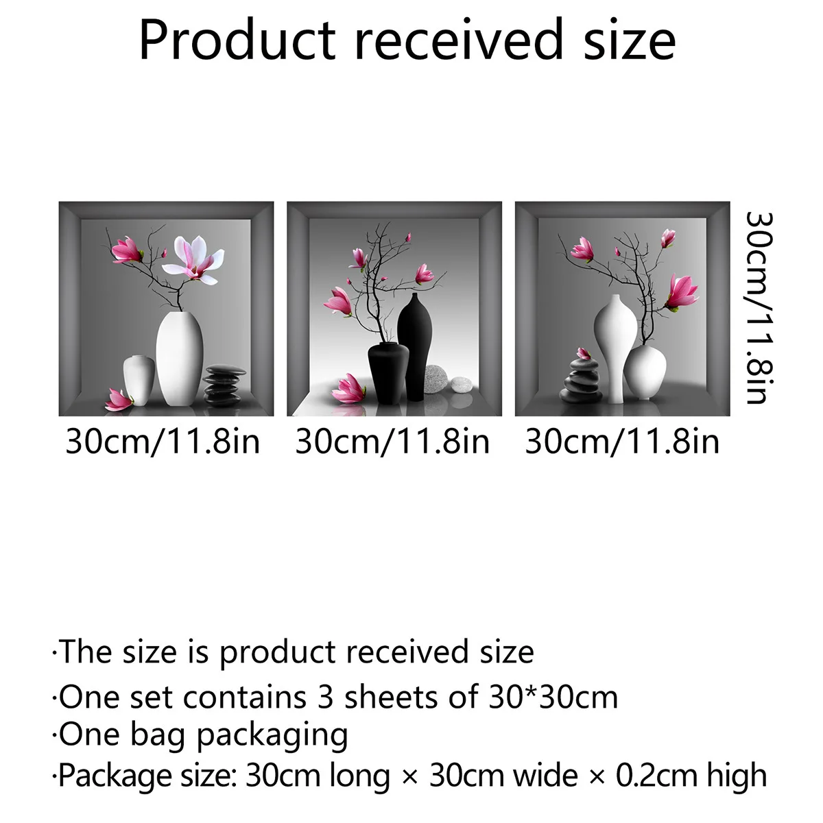Three-dimensional 3d Effect Vase Flower Pot Triptych Wall Stickers Hallway Porch Living Room Background Decoration
