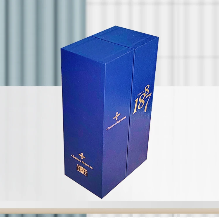 Luxury Custom Wine Packing Paper Box For Champagne Whisky Spirit Red Wine Glass Bottle Double Door Gift Box