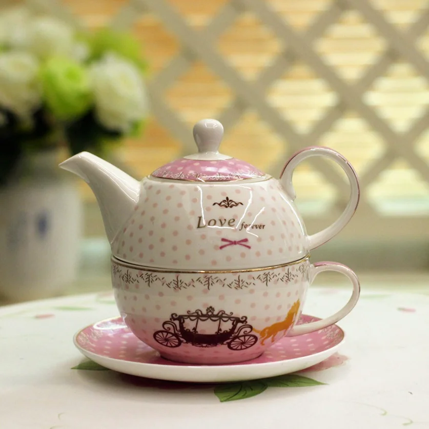 Bone China Teapot and Server Set for One Teapot Cup and Saucer Set Stackable Tea for One Set