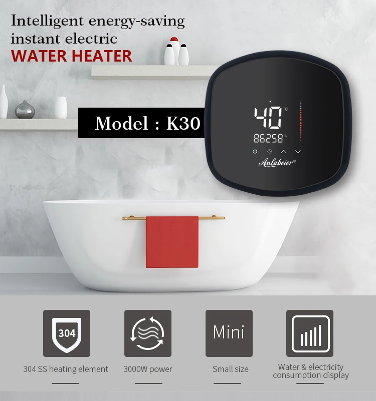 2019 New Design Kitchen Bathroom Hot Shower Electric Tankless Water Heater