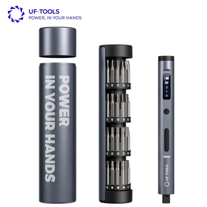 UFTOOLS 3.7V Mini Precision Electric Screwdriver 62-in-1 Magnetic Bits Max 3 N.m Magnetic Storage Hex Repair Tool Set for Phone