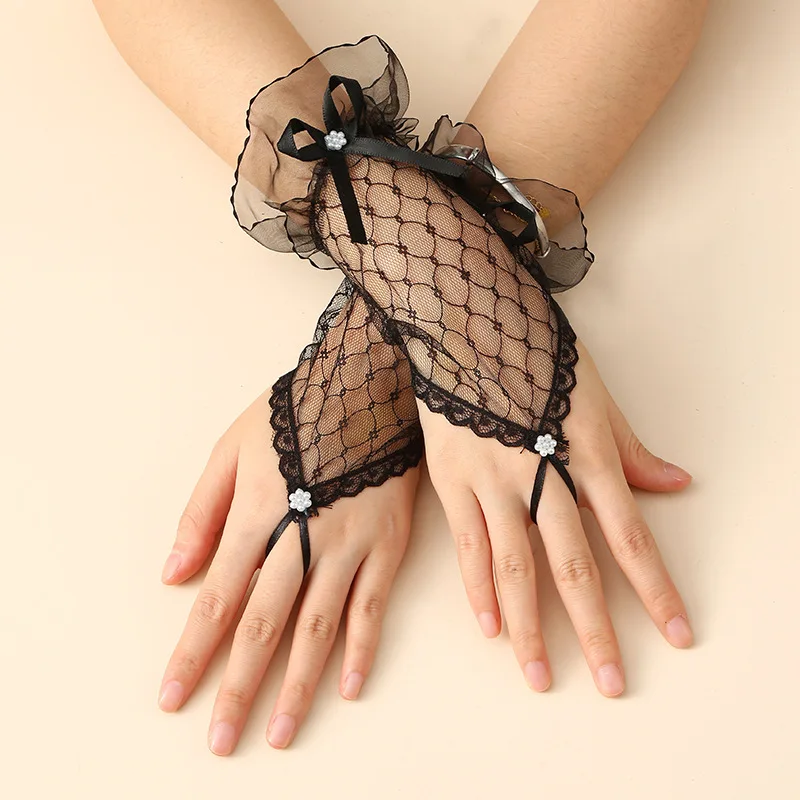 TY lace mesh hook finger gloves Opera Holiday Party Birthday Carnival Dancing Costume Accessories Glove costumes and accessories