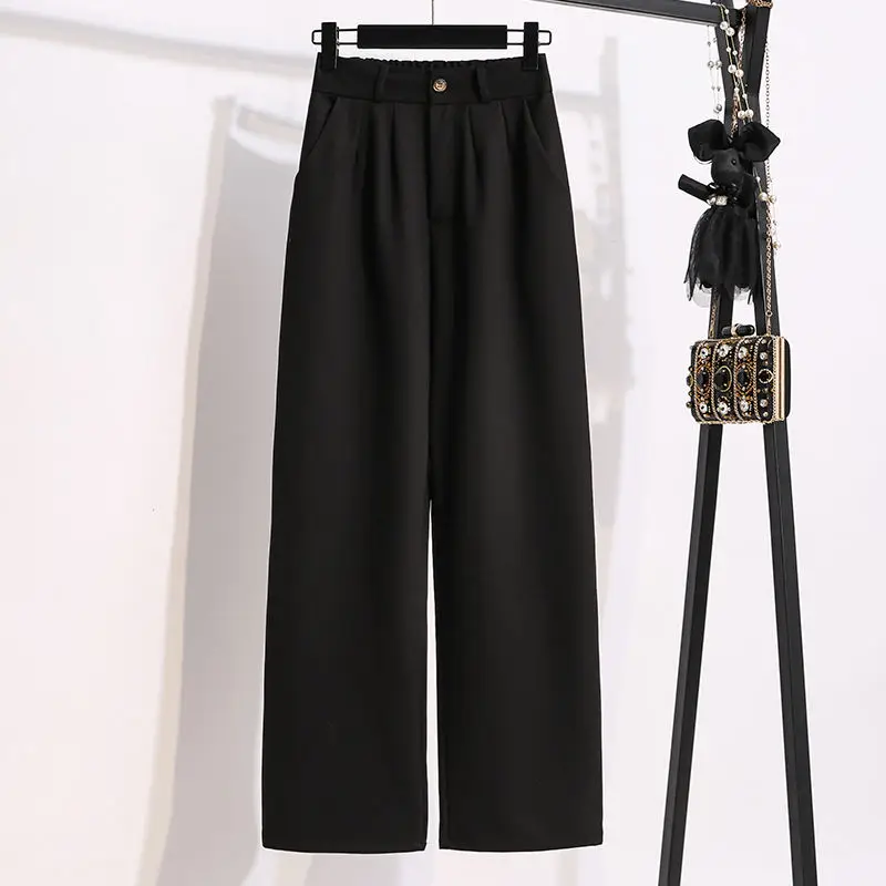 Loose Casual Womens Pants Woolen Pants Straight Tube Nine Minutes Cigarette Tube Radish Harem Pants