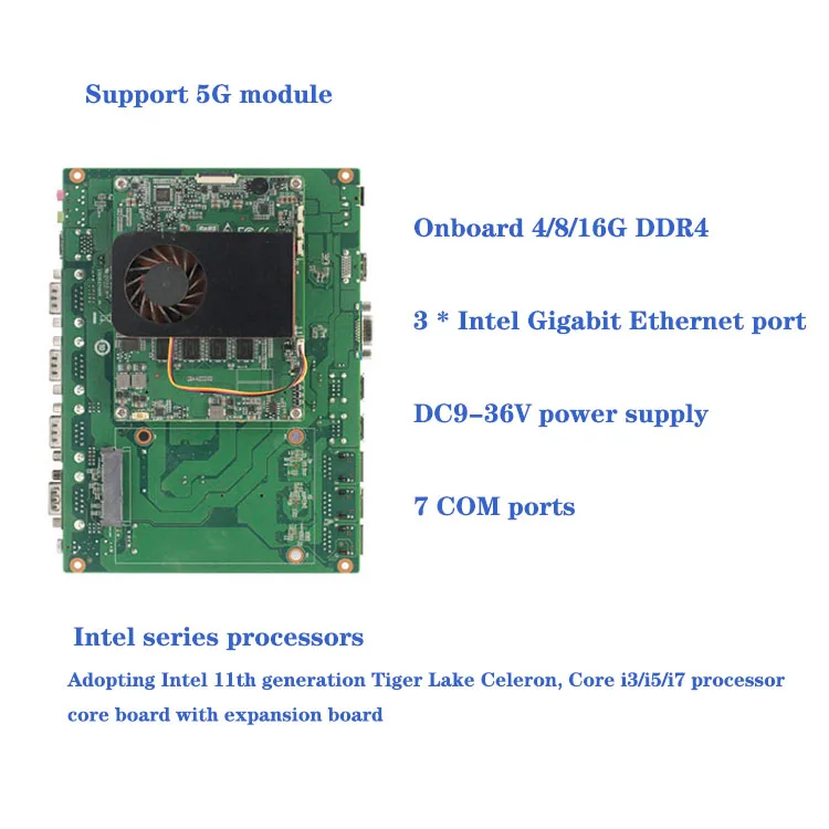 High quality mainboard I5-1135G7 I7-1165G7 motherboard 3-port robot industrial control core development expansion board