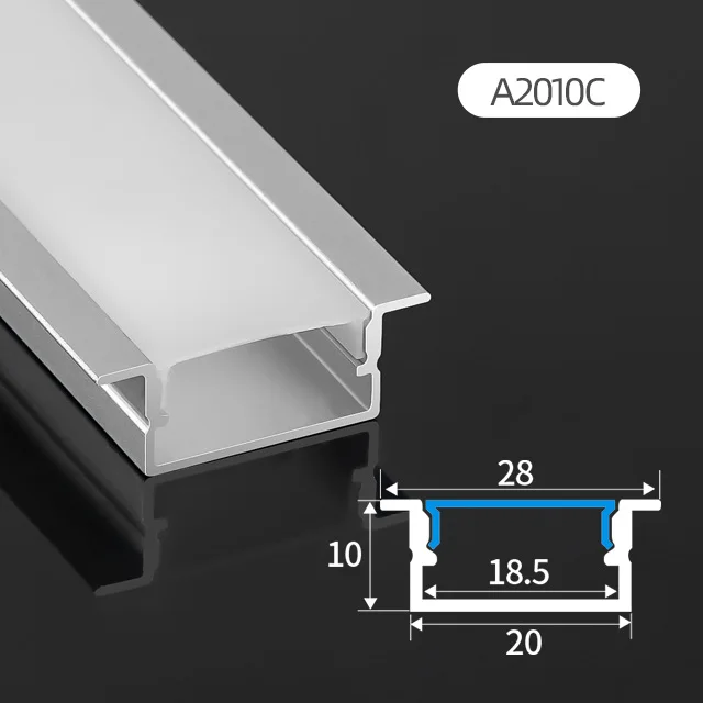 A2010C Hot Sale Led Aluminum Extrusion Profiles U Shape Recessed led Strip Light Aluminum Profile Channel