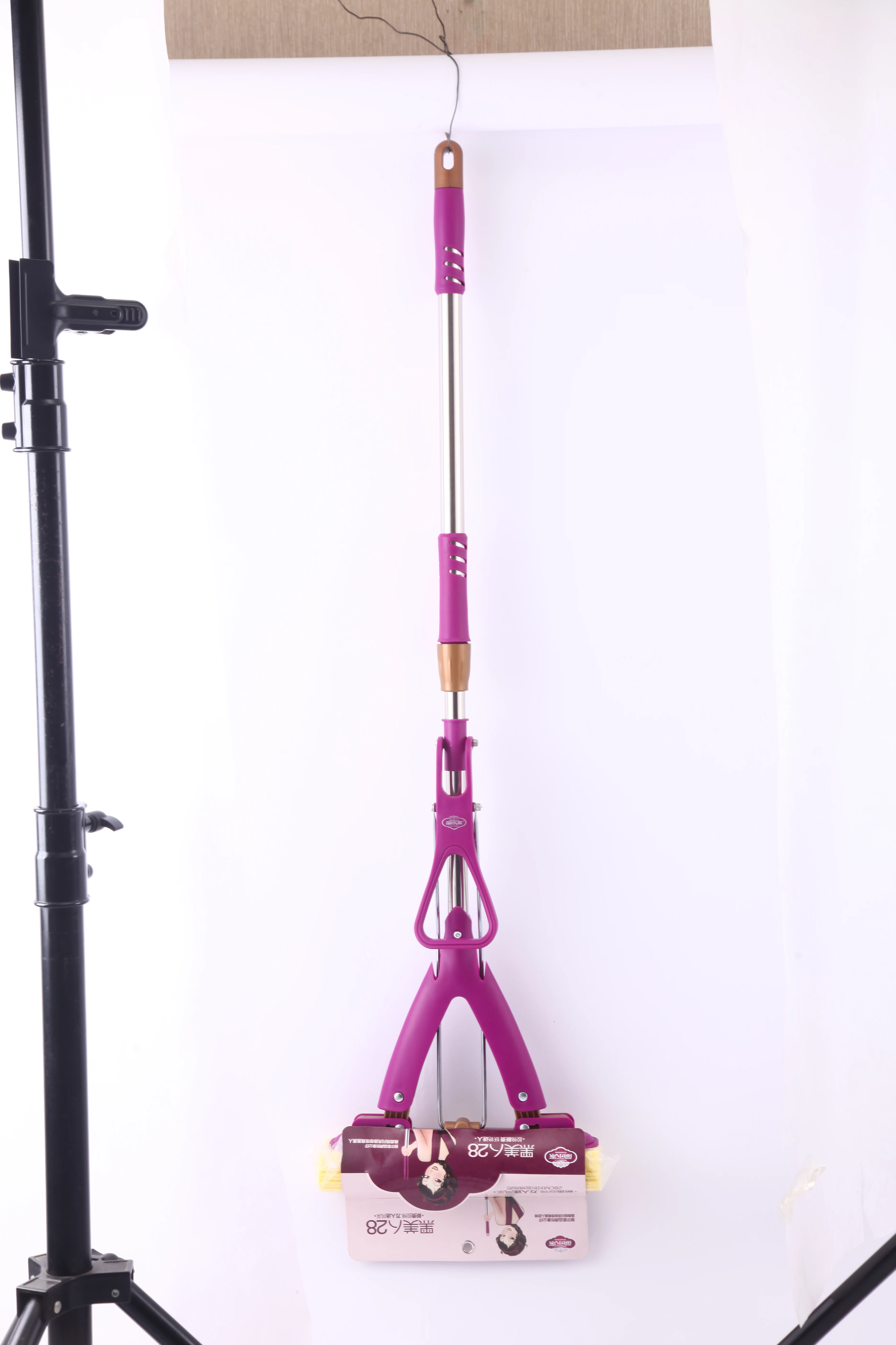 Stainless Steel Pole Handle Removable Magic Wash Mop Water Squeeze Cleaning Mop