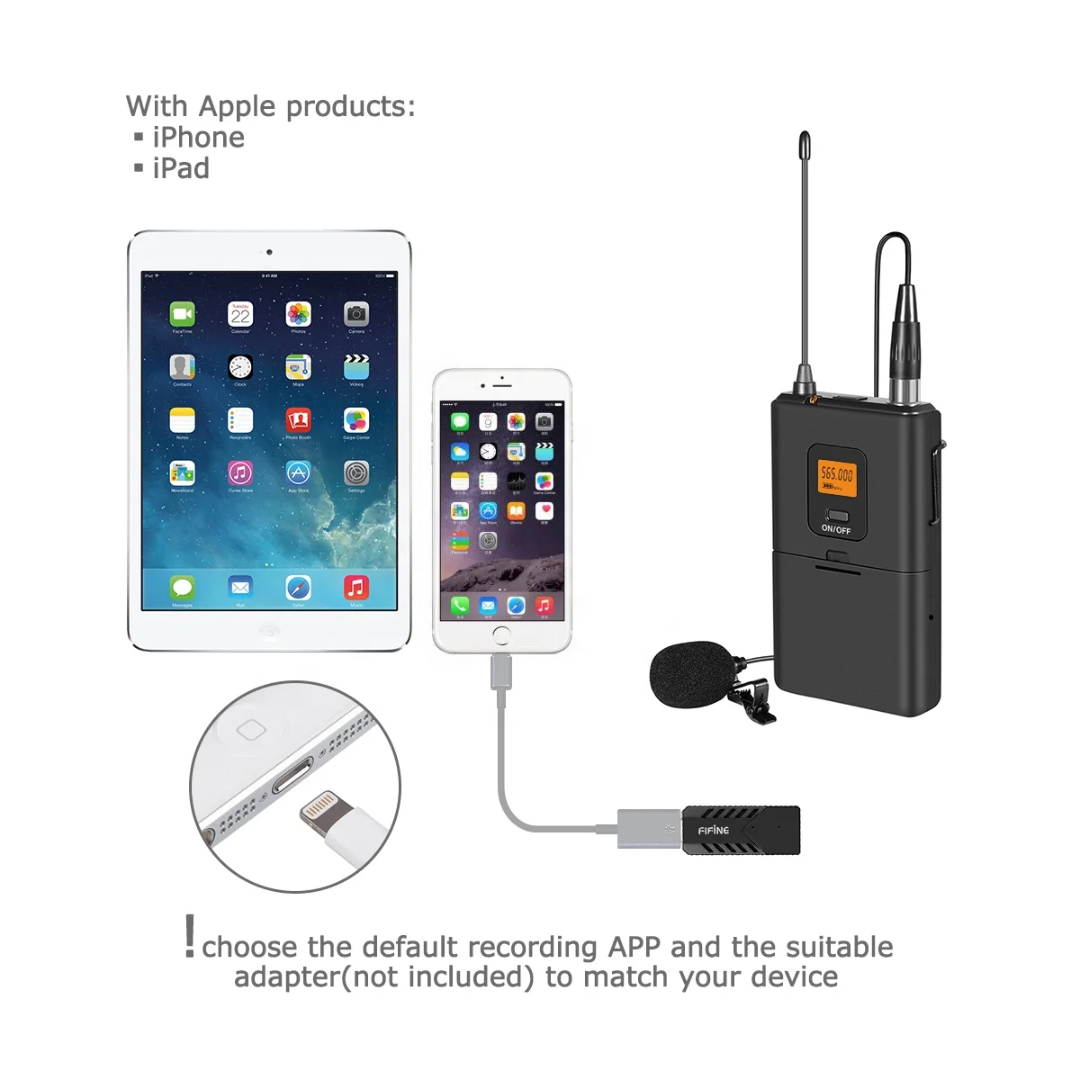 Fifine K031B оптовая продажа Беспроводная гарнитура Lavalier USB микрофон для учительской конференции беспроводной с